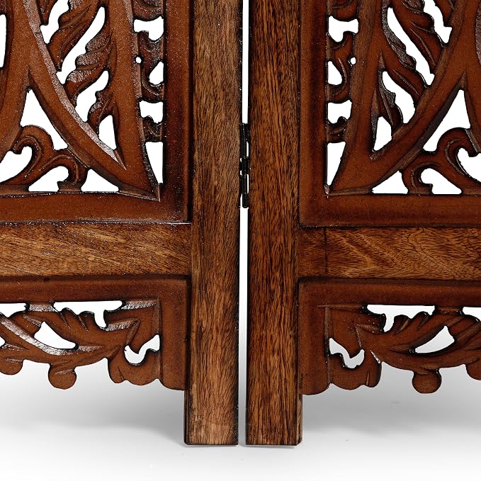 Lightnpro 4 Panel Majestic Wooden Room Divider 64" x 48" Hand-Carved Folding - Image 4