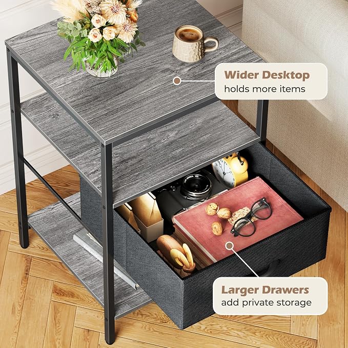 SUPERJARE Nightstand with Charging Station, USB-C Port, Bedside Table | 27.7 - Image 7
