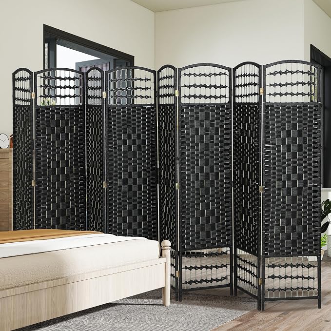 HOMCOM 8 Panel Room Divider, Folding Privacy Screen, Wave Fiber Freestanding - Image 8