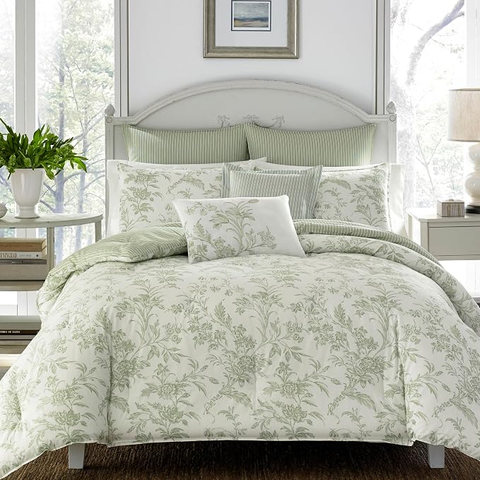 Laura Ashley - King Size Bonus Comforter Set, Reversible Cotton Bedding - Image 2