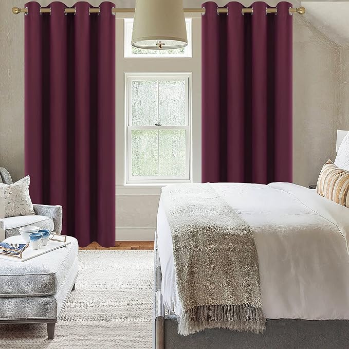 Diraysid Burgundy Red Grommet Blackout Curtains - Image 4