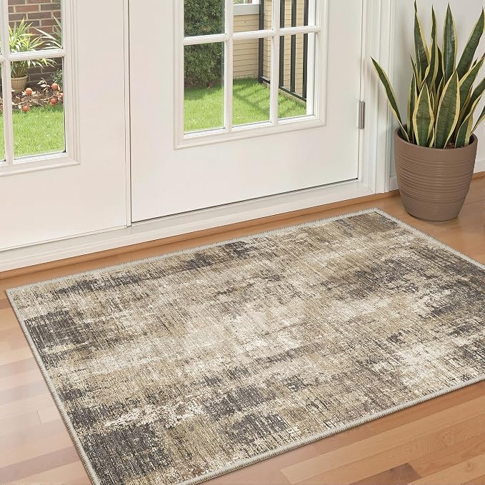 3x5 Rug Non Slip, Abstract Washable Entryway Rug by Valenrug