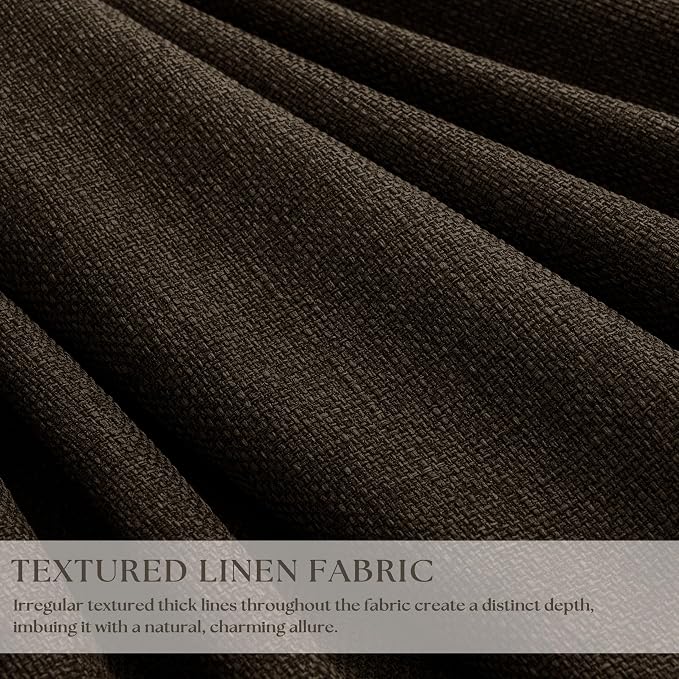 Brown Chocolate Double Layer Linen Blackout Bedroom 105 Inch Curtains | Memory - Image 3