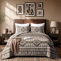 akkialla Reversible Brown Boho Queen Quilt Set, 2-Piece Bohemian Aztec by akkialla