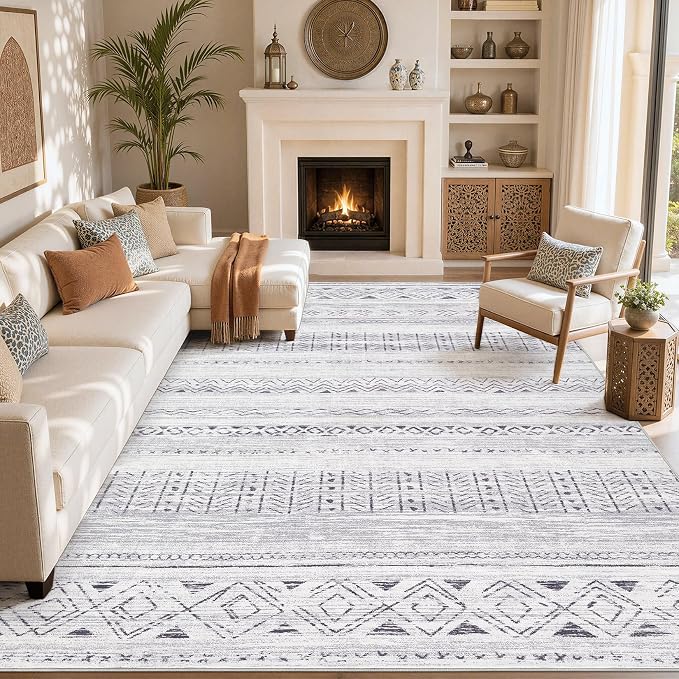 cotiled Boho 8x10 Area Rugs for Living Room: Large Moroccan Washable Rug | - Image 8