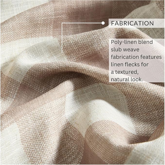 Grainger Buffalo Check Blackout Window Curtain, Linen - Image 5