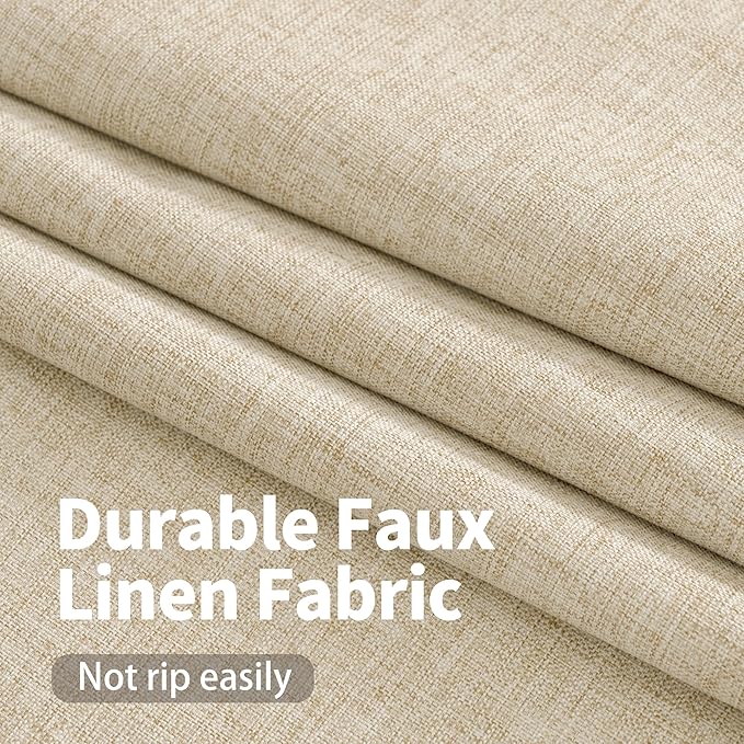 YoungsTex Linen Blackout Curtains 63 Inch Length Beige Darkening Drape | - Image 5