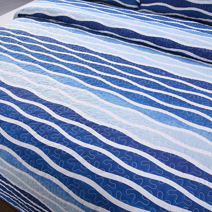 SLPR - Blue Wave Coastal Quilt Set, Nautical Bedding, Twin - Image 5