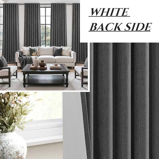 Dark Grey Blackout Curtains 84 Inch Length 2 Panels Set - Image 5
