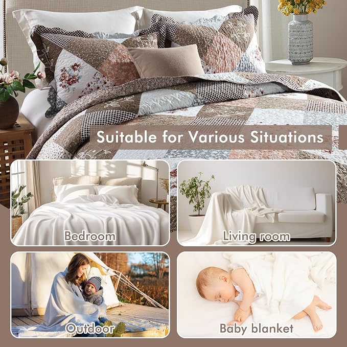 Etwel Lightweight Patchwork Queen Size Quilt Set - Image 5