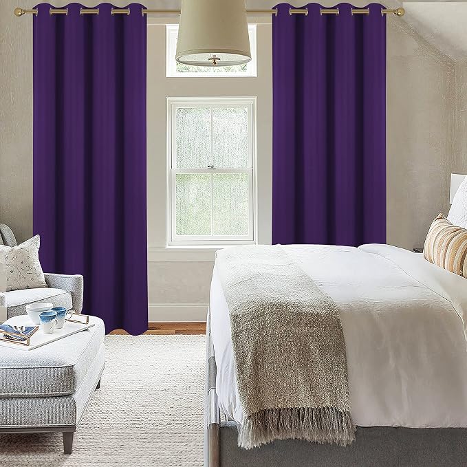 Diraysid Purple Grommet Blackout Curtains - Image 6