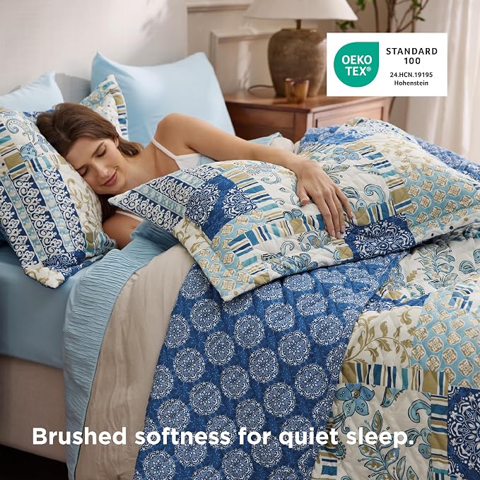 Bedsure Patchwork Quilts King Size, Reversible Boho Comforter Bedding, - Image 3