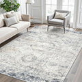 Soalmost 7x9 Area Rug for Living Room Washable Rugs Non-Slip Blue/Ivory | by Soalmost