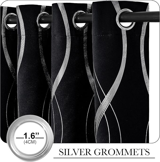 NICETOWN Black Out Grommet Pattern Curtain Panels 84 inches Long | Light - Image 4