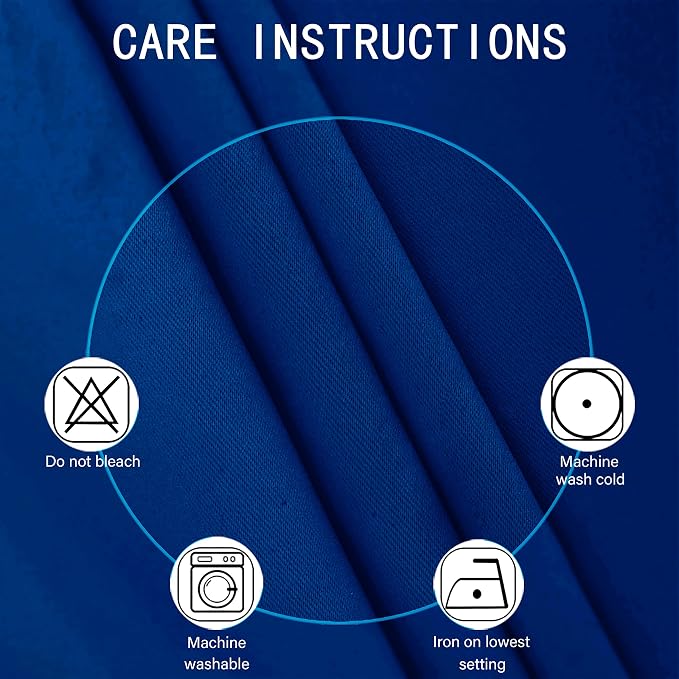 Blackout Curtains 38 x 63 inch/Royal Blue Curtains Set of 2 Panels/Thermal - Image 4