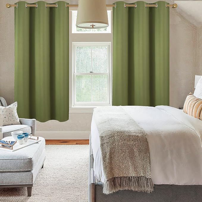 Diraysid Olive Green Grommet Blackout Curtains - Image 6