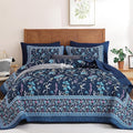 WONGS BEDDING Floral Quilt Set King, Microfiber Lightweight Farmhouse Bed Cover by WONGSBEDDING