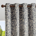 jinchan Blue Floral Blackout Curtians 84 Inch Vintage Grommet 2 Panels | Room by JINCHAN