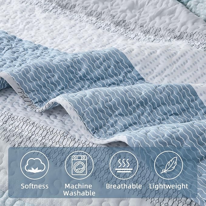 King Size Quilt Set Misty Blue - Image 5