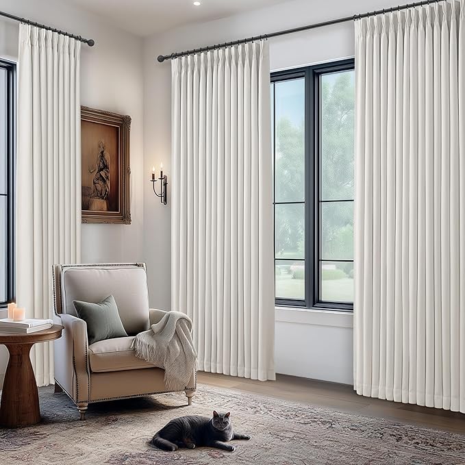 Off White Blackout 88 Inch Pleated Viral Curtains - Image 7