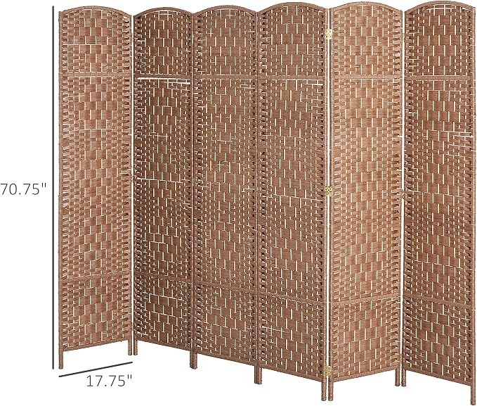 HOMCOM Room Divider 6-Panel, 6FT-Tall Folding Privacy Screen, Natural | - Image 7