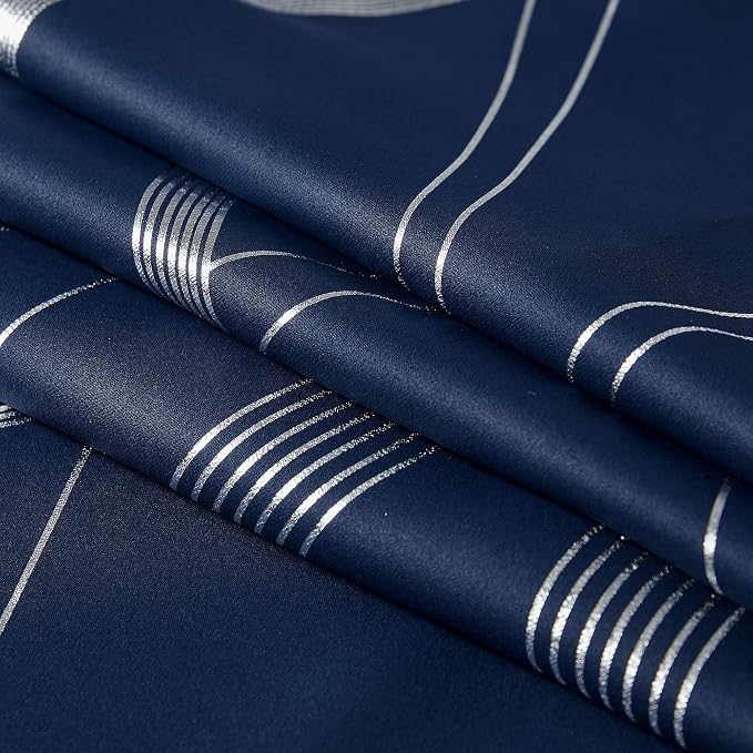 NICETOWN Navy Blue Blackout Curtain Panels 84 inches Long | Foil Printed - Image 8