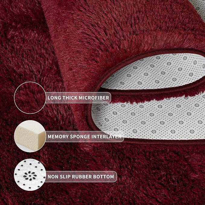 Fluffy Burgundy Rugs for Living Room, 5x8 Dark Red Area Rug for Bedroom - Image 5