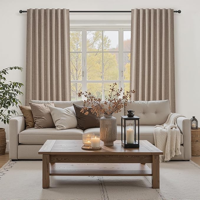 QJmydeco 70 Inch Extra Wide Dark Flax Blackout 90 Inches Long Linen Dining - Image 5