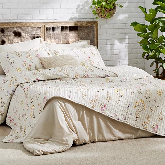 Bedsure Fall Quilts Queen Size, Reversible Botanical Floral Comforter | Autumn - Image 6