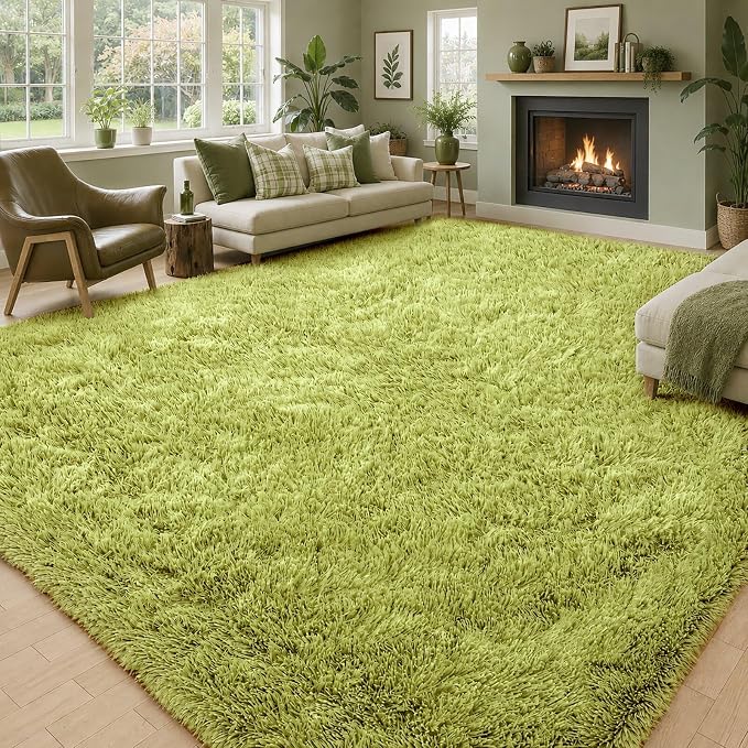 6x9 Shag Area Rug for Living Room, Grass Green Soft Plush Fluffy Carpet | - Image 2