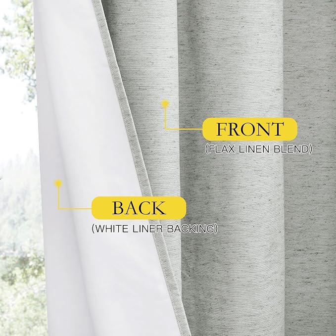 NICETOWN Grey Living Room Completely Shaded Linen Draperies, 2 Pieces, W52 x L72 - Image 6