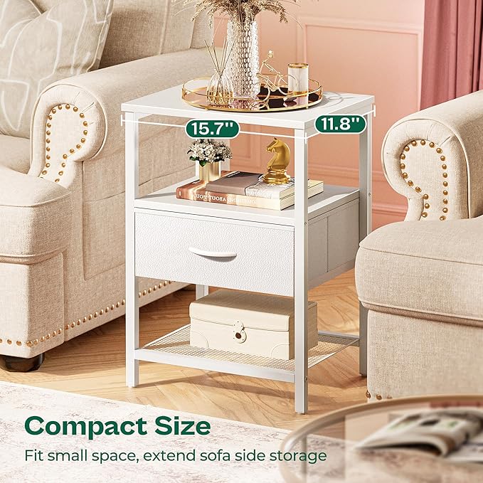 Huuger Night Stand with 2 Drawers, Bed Side Table with Open Shelf | Bedroom - Image 6