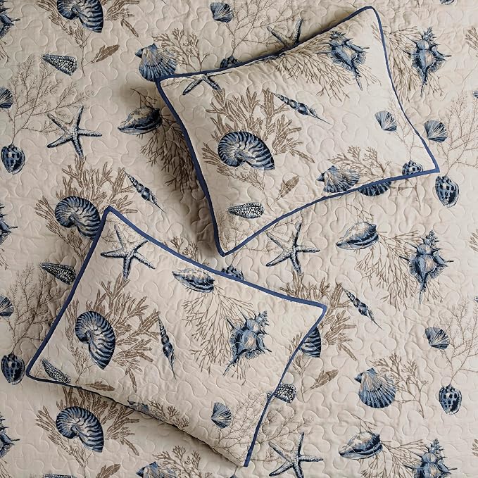 Madison Park Cottage Coastal Starfish Blue Twin Bedspread Set, Machine Washable - Image 8