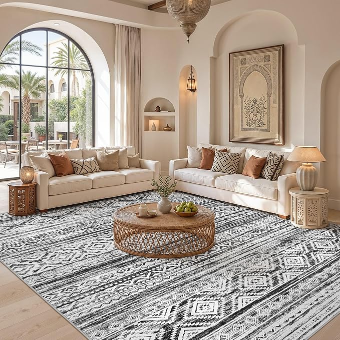 cotiled Boho 5x7 Area Rugs for Living Room: Soft Moroccan Washable Rug | Solve - Image 5