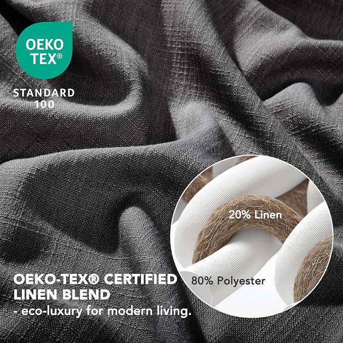 Deconovo Linen-Blend Semi-Sheer Curtains 2 Panels, Hidden Tab and Rod Pocket - Image 8