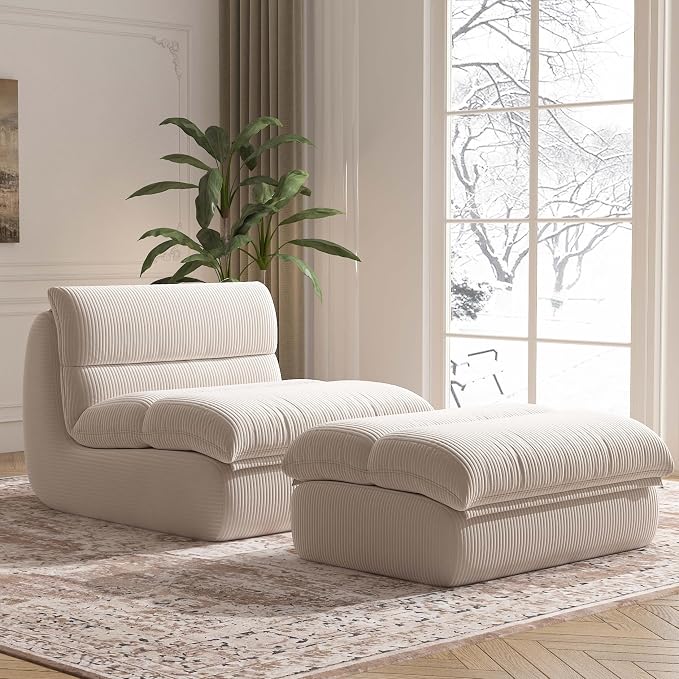 YVDNHP Bean Bag Chair with Ottoman, Cozy Comfy Reading Nook Chairs, Ultra Soft by Unknown