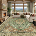 RELEANY Washable Area Rug, Large 9'x12', Brick/Brown/Green | Non-Slip, Water by RELEANY