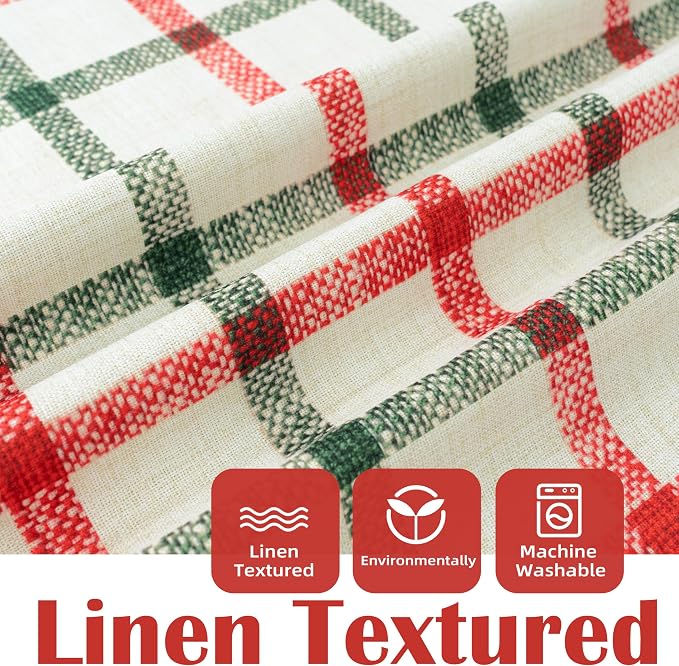 DriftAway 100% Blackout Plaid Curtains 63 Inches Long 2 Panels Red Green | 100% - Image 3