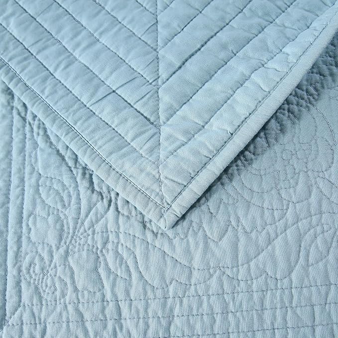 ROOMLIFE Quilt Set Full Size 3D Floral Embroidery Pattern 3-Piece Cotton - Image 8
