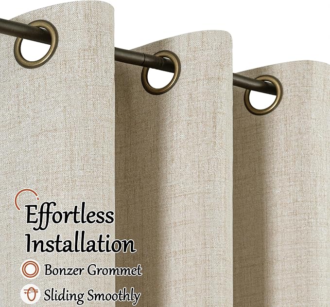 Beige Linen Blackout Curtains for Bedroom - Image 5