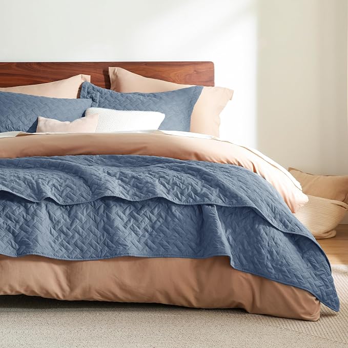 Bedsure Cal King Quilt, Lightweight Comforter Set, Mineral Blue Bedspread | - Image 5