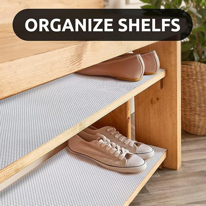 RAY STAR 12X120 Inch Shelf Liner for Kitchen Cabinets, Non-Adhesive Cabinet Liner Washable, PVC Drawer Liner for Dresser Non-Slip Bathroom (Black Circle)(3 Roll)