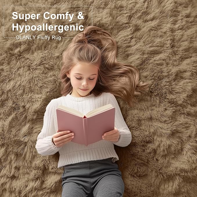 OLANLY Area Rugs for Living Room Bedroom, Machine Washable 4x5.9 ft Soft Fluffy - Image 6