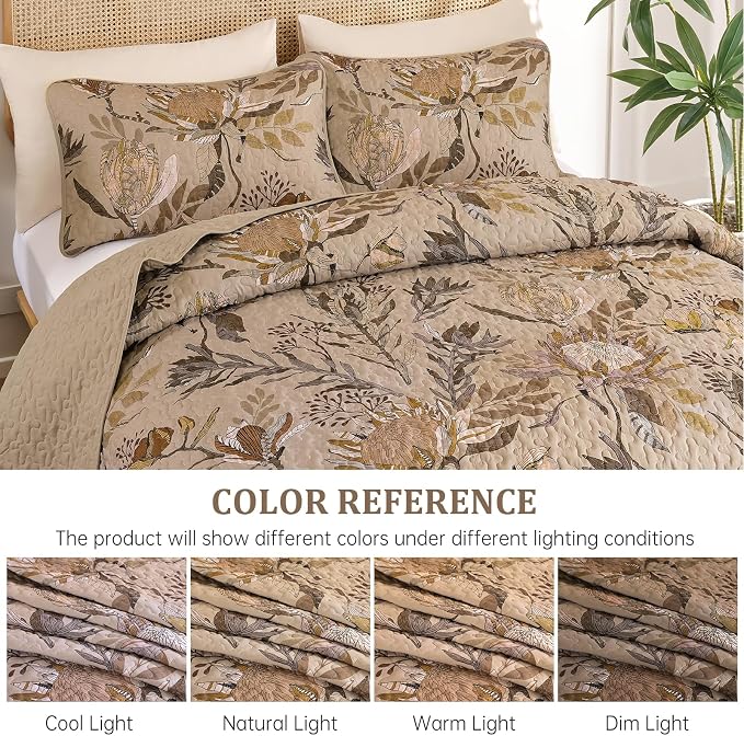 Dintszyayue Fall Quilt Queen Size Brown, Soft Microfiber Lightweight Farmhouse - Image 8