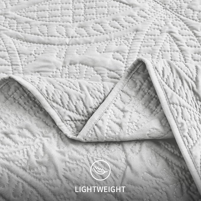 Love's cabin Oversized King Size Quilt Bedding Set Light Grey Bedspreads - Image 7