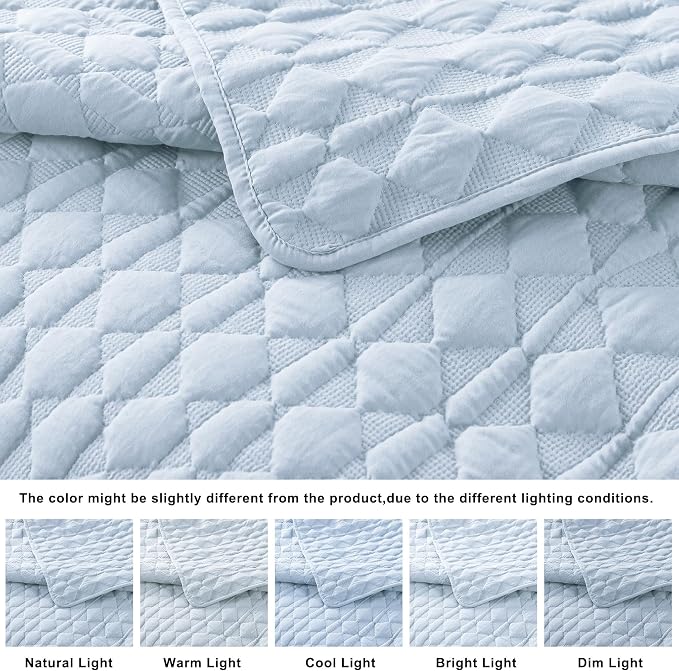 WDCOZY Light Blue Quilt Twin Size Bedding Set - Image 3