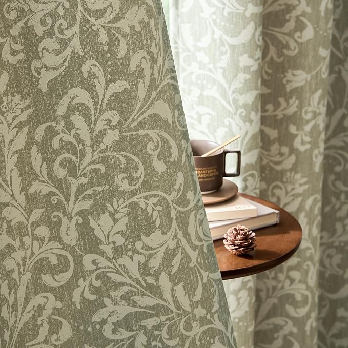 jinchan Sage Floral Blackout Curtians 96 Inch Vintage Grommet 2 Panels | Room - Image 4