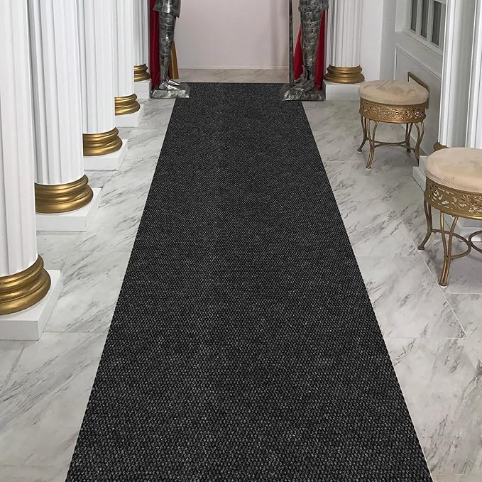 Ottomanson Commercial Scrape Rib Entry Mat – Heavy Duty Ribbed Floor Mat for High Traffic – Non Slip Rubber Back, Waterproof – Indoor Outdoor Use for Offices, Schools, Lobbies, 2' x 38', Black