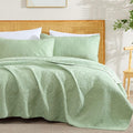 HLC.ME Lorenzo - Sage Green Bedspreads Queen Size Quilt Set, Lightweight Summer by HomeLinenCollections
