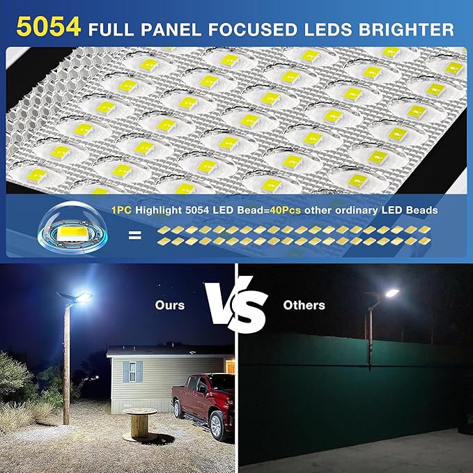 OKPRO 12000W Solar Street Lights Outdoor - 6500K Commercial Parking Lot Lights Dusk to Dawn, Waterproof Solar Powered with Remote Control, High Brightness Solar Street Light for Driveway/Yard/Garage